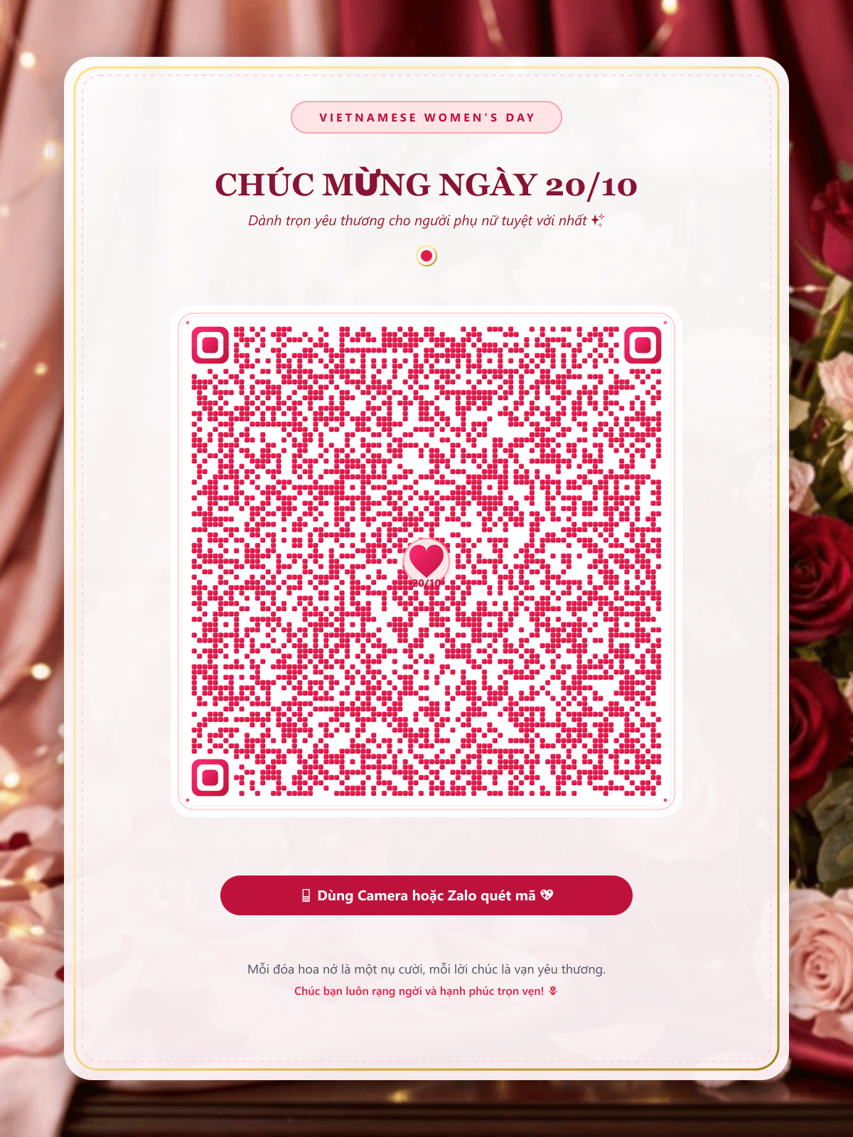 Thiệp chúc mừng 20/10 kèm mã QR
